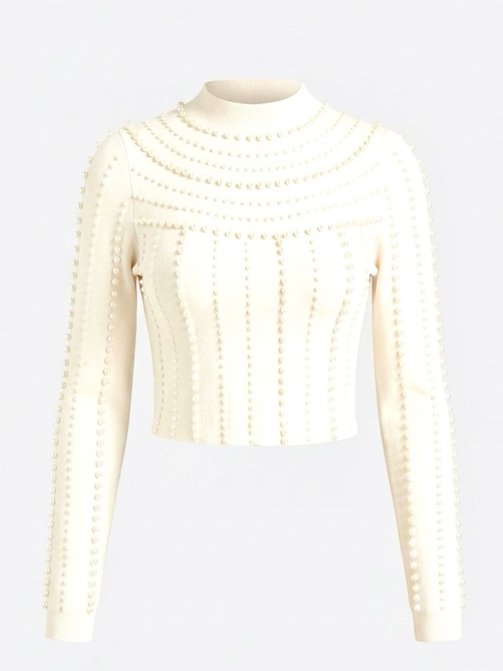 On 12th Young Contemporary Pearl Embellished Mock Neck Sweater – Size Large - Picture 2 of 7